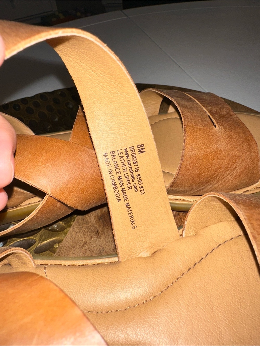 Born Cognac Leather Strappy Sandals - Picture 4 of 6